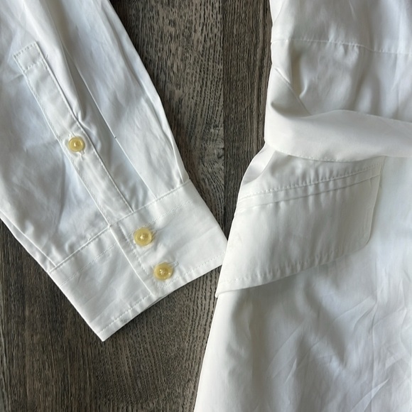 Banana Republic Dress White Cotton Poplin Midi Shirtdress Size Medium Petite - Picture 3 of 14